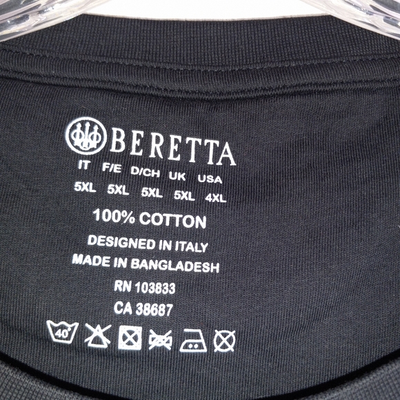 Men's Beretta 100% cotton 4XL long sleeve t-shirt BLK logo on arm / front NWTS - Picture 5 of 7